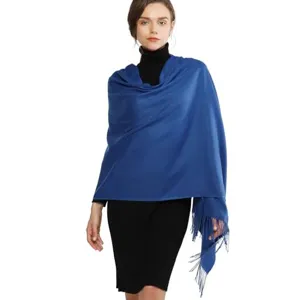 Solid color tassel cashmere feel shawl winter warm wrap scarf elegant party accessory