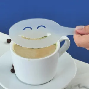 Plastic coffee stencil latte art template milk dusting mold for fancy coffee decoration tool