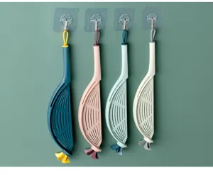 Multi-functional rice washing spoon kitchen colander detail display with hanging hole.