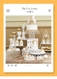 Weisse Eisen Kuchenständer Dessert Display Set Etagere Cupcake Halter Hochzeit Party.