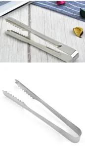 Stainless steel ice tong detail view, perfect for kitchen, bar, and household food service use.