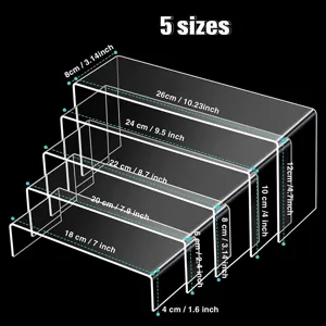 5-teiliges Acryl Display Ständer Set, transparente Schmuck Deko Stufen Regale Stände.