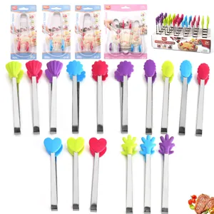 Edelstahl Mini Lebensmittelzange Mit Silikonkopf Süße Muschel Herz Blume Hand Form Eis Zuckerzange Küche Esswerkzeug