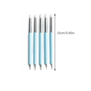 5-piece silicone nail art dotting pens and pottery clay sculpting tools with blue handles 15cm