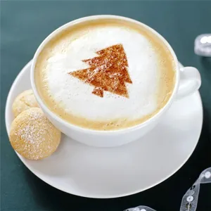 Plastic coffee stencil template set for cappuccino latte art and holiday baking decoration tool