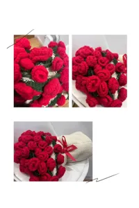 Handcrafted crochet rose blanket bouquet knitted shawl creative valentine gift soft warm cozy home decor