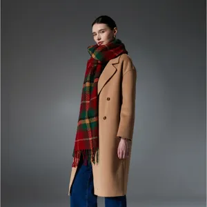 Classic red and green plaid tassel scarf shawl for women, autumn winter cozy warm winter accessory