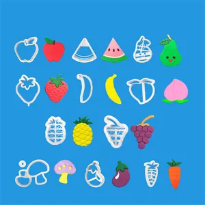 Fruit and vegetable cartoon steamed bun baking mold set for household pastry and food embossing.