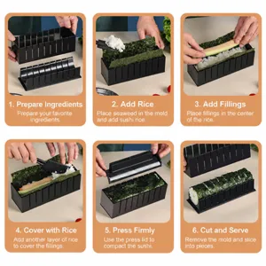 Set stampo per sushi in plastica 10pz strumento cucina DIY per rotoli di riso facili.