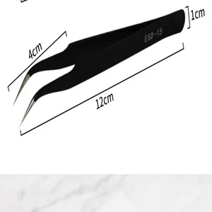 Precision curved stainless steel anti-static ESD-15 tweezers for delicate crafts tasks.
