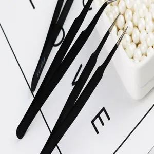 Stainless steel anti-static precision tweezers for baking, eyelash extension and craft use.