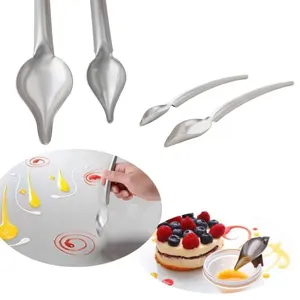 Stainless Steel Chocolate Decorating Spoon Baking Pastry Tools Pastry Drawing Writing Spoon Cake Decorating Kitchen Gadget