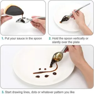 Stainless steel sauce spoon for chocolate dessert decorating baking pastry culinary art tool