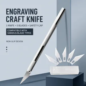 Professional Aluminum Handle Carving Knife Metal Craft Hobby Cutter Tool With Replacement Blades For Baking Fondant Paper Cut Art DIY