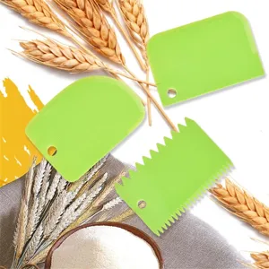 3 pz set raschietto per torta plastica crema lisciante cottura pasta tagliapasta verde