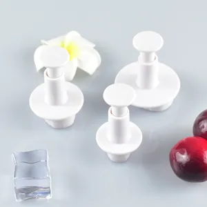 3pcs white plastic spring fondant cookie cutters flower embossing baking molds tool set