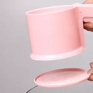 Handheld Plastic Flour Sifter Cup Semi-Automatic Press Mesh Filter Baking Tool For Household Kitchen