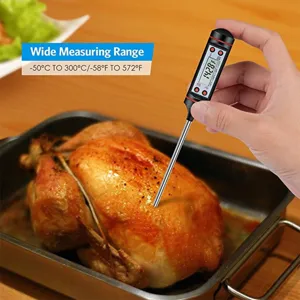 Digitales Fleischthermometer mit Edelstahlsonde für Küche Kochen Grillen Braten.