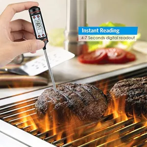 Digitales Fleischthermometer mit Edelstahlsonde für Küche, Kochen, Grillen und Barbecue.