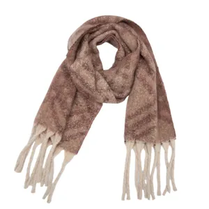 Polyester coarse tassel loop yarn plaid scarf shawl designed for autumn and winter warmth.