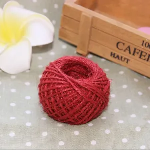 Red jute twine rope for DIY craft, gift box packaging, and baking decoration.