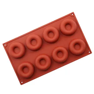 Stampo per ciambelle in silicone a 8 cavita rosso antiaderente utensile da cucina