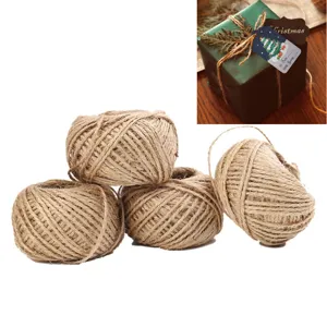 Natural jute twine for DIY crafts, gift wrapping, baking, and decoration, 4 rolls.