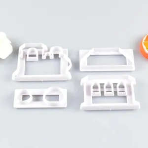 4pcs Small Train Plastic Fondant Cookie Cutter Set DIY Cake Decorating Baking Mold