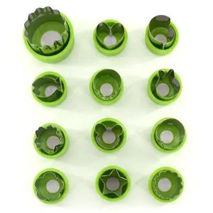 Stainless steel vegetable fruit cutter set, 12 shapes mini cookie mold baking tools for kids food