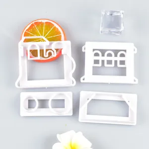 4pcs plastic train cookie cutters fondant mold DIY baking cake decorating tool set white