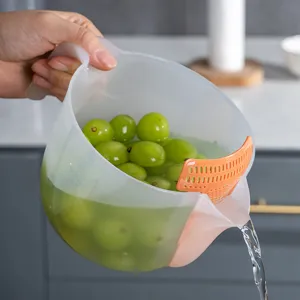 Multifunktionale Kunststoff Messbecher und Reiswaschschüssel mit Fruchtsieb 1L Neu