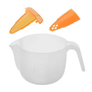 1L Kunststoff Messbecher Set mit Filterdeckel und Skala zum Backen und Eierrühren