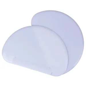 White plastic dough scraper set for baking, cake smoothing, and pastry cutting in detail view.