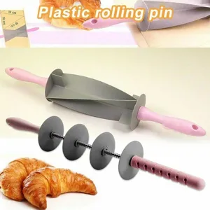 Plastic rolling pin croissant cutter adjustable dough roller baking pastry kitchen tool