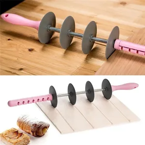 Adjustable pastry roller cutter, dough lattice roller for croissant, baking kitchen tool.