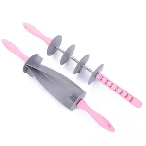 Adjustable rolling pin croissant cutter baking tool dough roller pastry maker kitchen gadget.