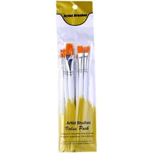 6-piece artist paint brush set for watercolor acrylic painting and fondant cake decorating tools.