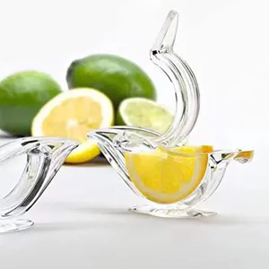 Clear acrylic bird lemon squeezer manual citrus juicer slice clip fruit tool detail view
