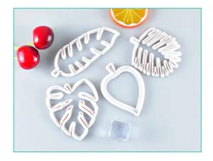 Set of 4 white tropical leaf cookie cutters fondant molds for DIY baking and pastry tools