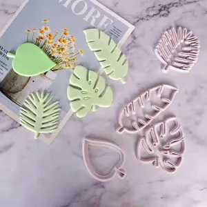 Tropical leaf cookie cutter set 4pcs fondant molds for baking DIY pastry kitchen tools
