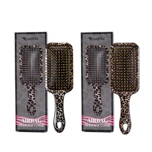 Quadratische Paddelbürste Mit Leopardenmuster Massage Haarbürste Set Goldene Edelstahl Zinken Entwirrungskamm Mit Geschenkbox Für Damen Haargestaltung