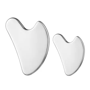 Tabla Gua Sha De Acero Inoxidable En Cazón Herramienta Belleza Espátula Maquillaje Placa Masaje Corporal Para Mujeres