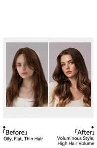 Hair volume effect image showing before and after styling results clearly.