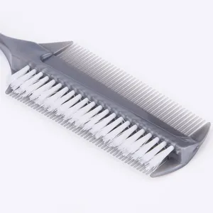 Double-sided hair styling comb with fine teeth and soft brush for salon and dance use.