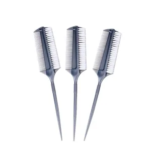 Double sided hair styling comb with fine teeth and brush tail, perfect for styling hair.