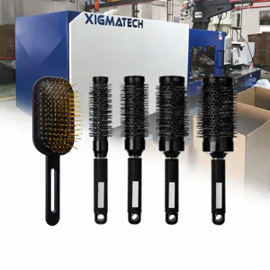 Professional Hair Brush Comb Set Air Cushion Steel Needle Round Curling Combs With PVC Bag For Salon Hair Styling