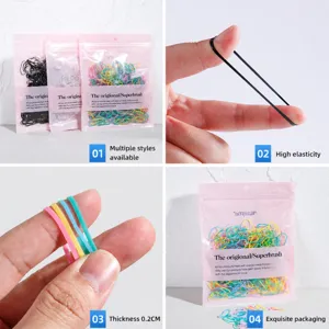 Colorful elastic hair ties for kids, candy color mini rubber bands, durable soft hair accessories.