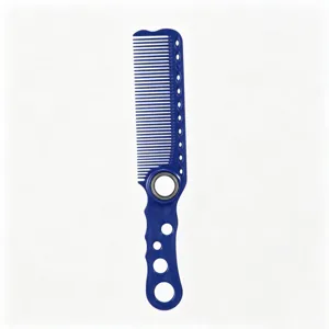Blauer Haarschneidekamm mit Rotationslager und rutschfesten Löchern für Profi-Styling.