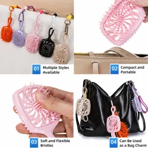 Mini Peigne à Cheveux Brosse Démêlante Évidée Portable Massage du Cuir Chevelu Avec Longe Pour Voyage Coiffure Quotidienne