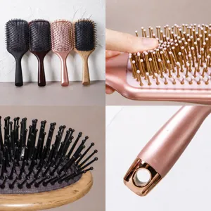 Brosse a cheveux massage cuir chevelu avec coussin d'air rebondissant et dents rondes.